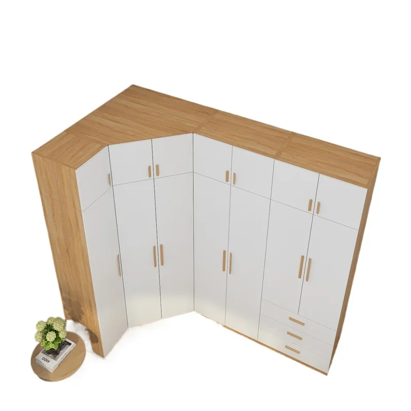 

Solid wood modern and simple, storage cabinet, home bedroom large wardrobe L-shaped combination