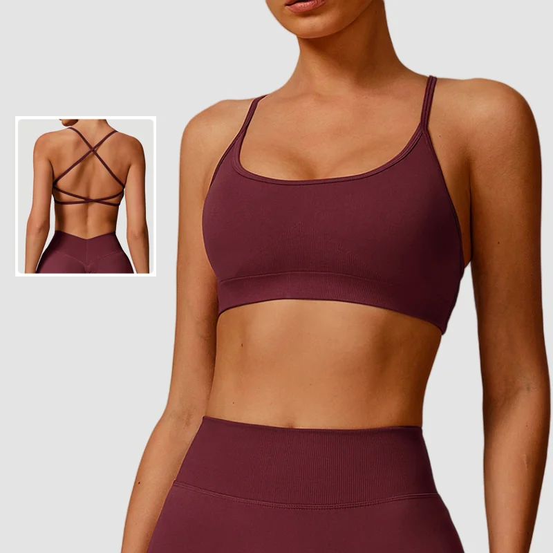 

Seamless Yoga Bra Sports Fitness Quick Drying Skinny Backless Sports Running Push-up Workout Gym Suspender Sports Bra for Women