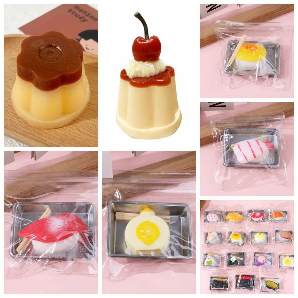 Novelty Anti-stress Simulation Food Squeeze Toy Soft Tpr Slow Rebound Toy Pudding Shape Sushi Stress Relief Toy Office Workers