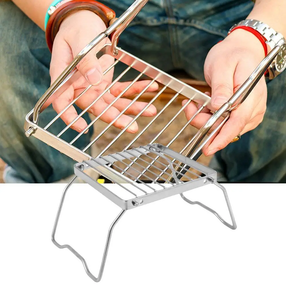 

New Camping Folding Grill Stand Stainless Steel Grill Grate Camping Table Outdoor Portable Gas Wood Stove Stand Camping Supplies