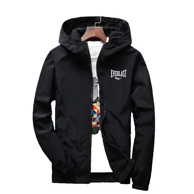 

2025 New Men's Windbreaker Jacket, Spring Autumn Windproof Printed Hooded Coat, Athletic Casual Sports Outerwear, Lightweight Ou