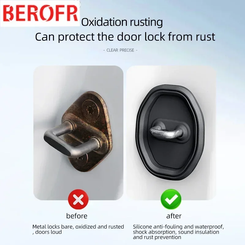 4pcs Absorber Silicone Car Door Lock Buckle Anti-collision Protective Cover For Chevrolet Cruze Lova Rv Trax Monza Malibu Blazer