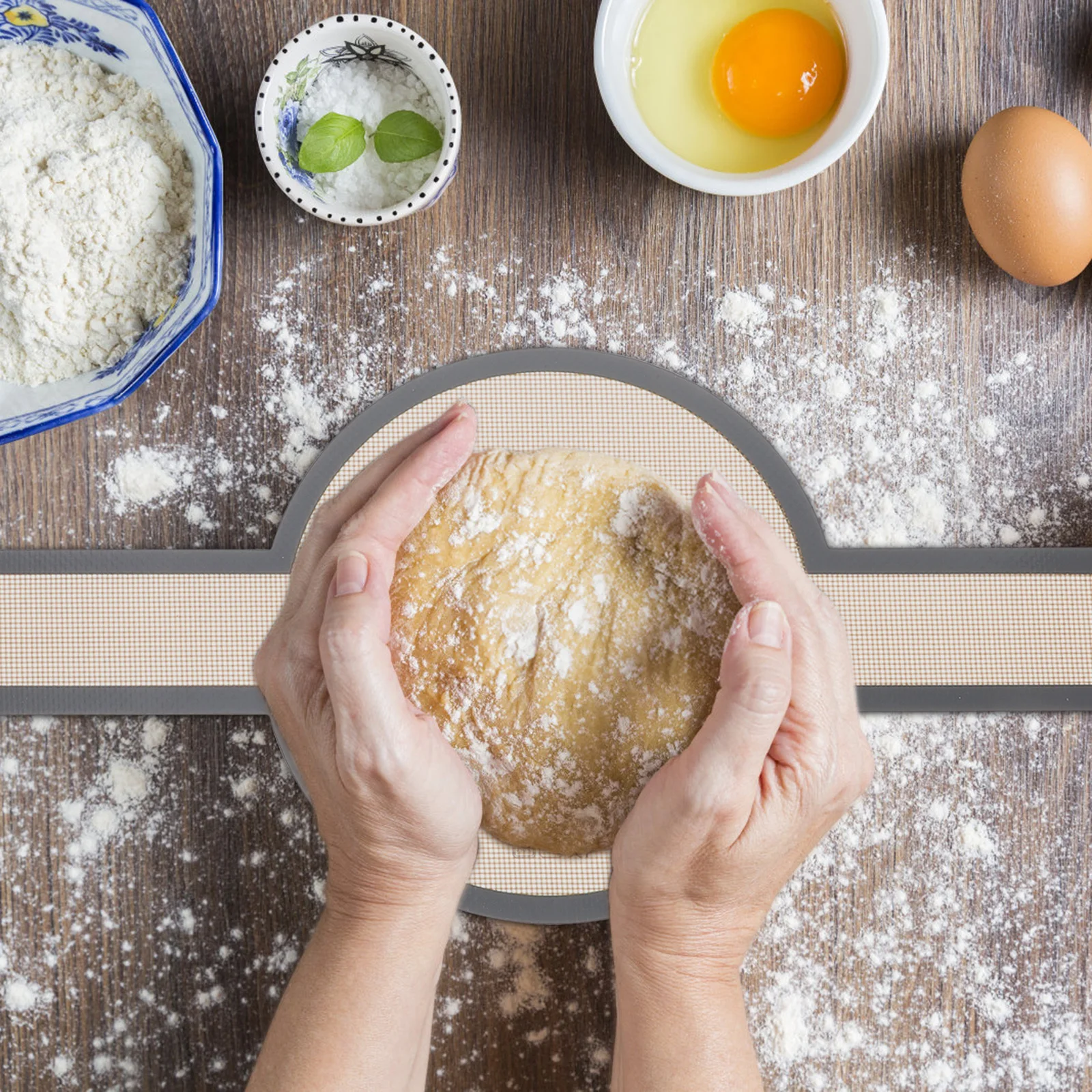 

1Pcs Dough Rolling Mat Liquid Silica Gel Baking Mat Tough Non Slip High Low Temperature Resistant Smooth Surface Long Handle