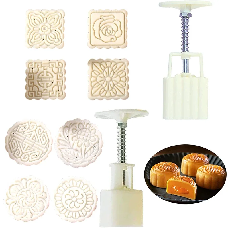 1set DIY Baking Mooncake Mold Hand Press Cookie Stamp Moon for Cake Decor Pastry DIY Tool Bakeware Bar Tool Mid Autumn Festival