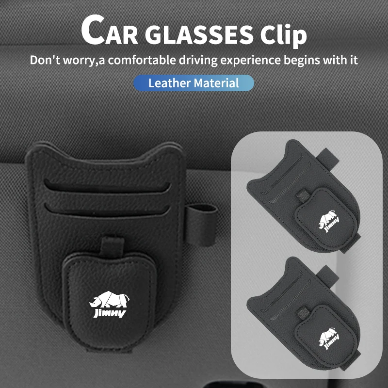 Car Sunshade Glasses Storage Clip PU Leather Cards Holder For Suzuki Jimny Alto Swift Grand Xbee Swace Across S-Presso Ertiga - view 4