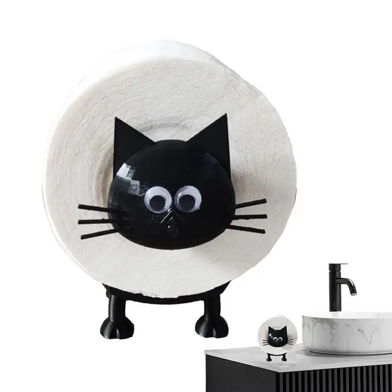 

3D Printed Cat Shape Toilet Tissue Rack Funny Animal Toilet Paper Holder Free Standing Self-adhesive Plastic Toilet Roll Holder