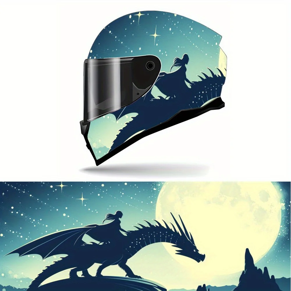 

Full Face Dragon Rider pattern Helmet Decals - Durable and Waterproof PVC, self-adhesive Motorcycle Racing Helmet Aesthetic Stic