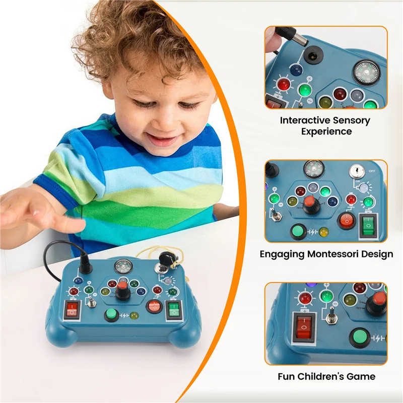 A24P ใหม่ Busy Board Sensory ของเล่นการ์ตูนพร้อมสวิตช์ไฟ LED ควบคุมกิจกรรมการเดินทางเด็กเกม