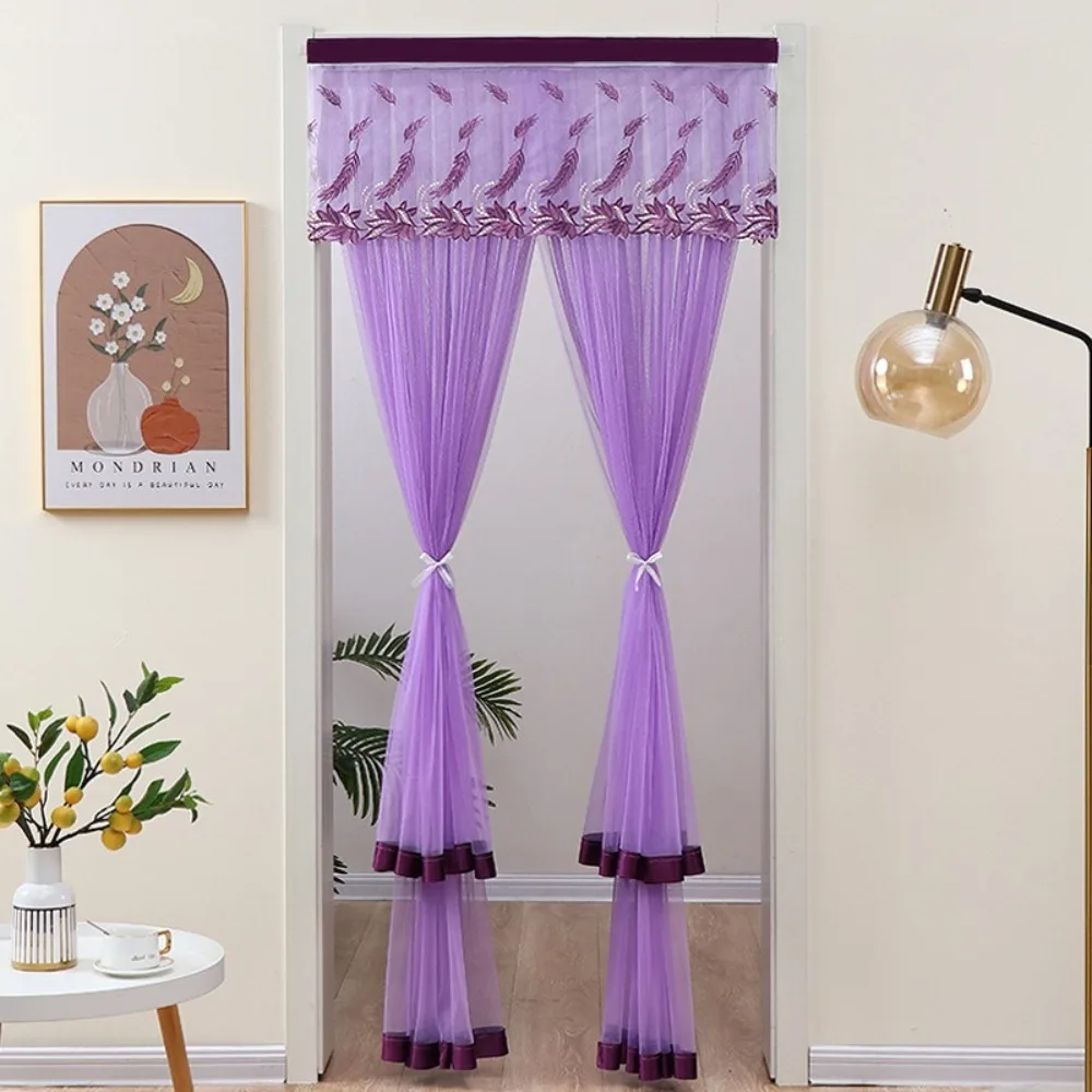 Double Layer Anti-mosquito Door Curtain Fabric Lace Self-adhesive Door Mesh Curtain Breathable Mesh Partition Curtain Bedroom