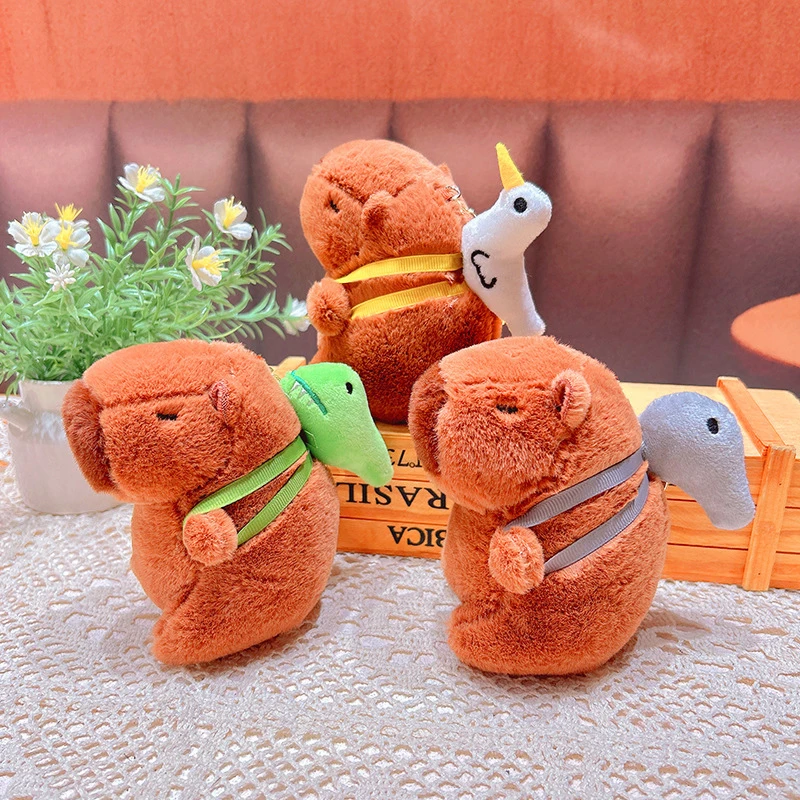 Kawaii Plush Capybara Keychain Bags Pendant Hanging Decoration Fluffy Stuffed Doll Toy Car Keyring Birthday Gifts