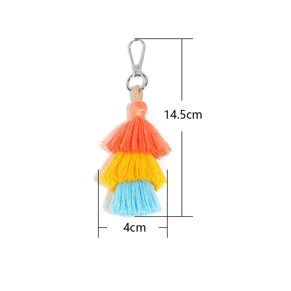 1Pc Bohemian Layered Tassel Keychain Multicolor Bag Charm Key Ring for Jewelry Gift DIY Cute Key Chain Tassel Accessories