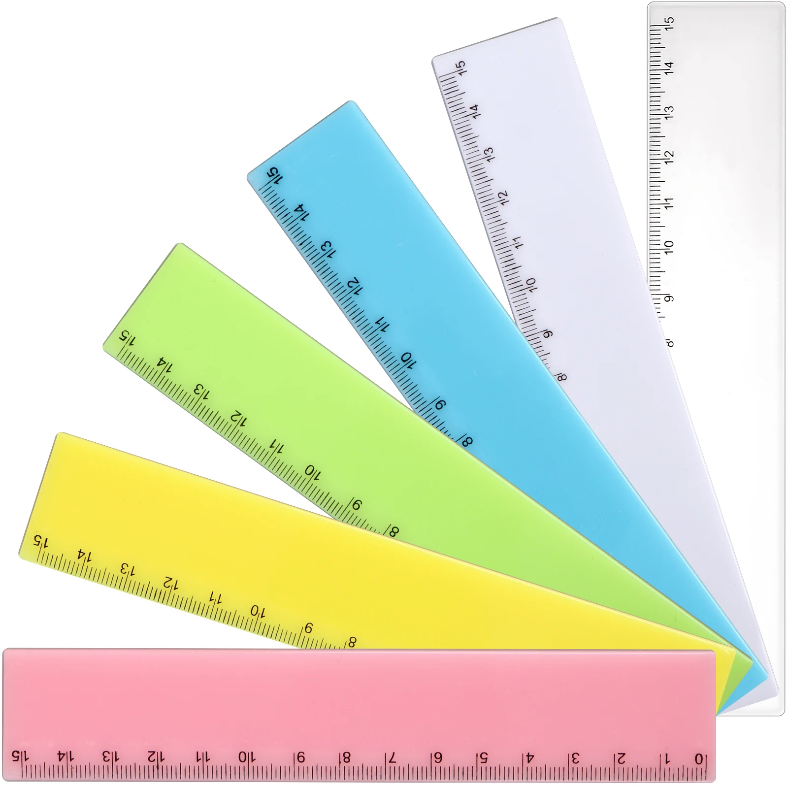 24 Pcs Plastic Rulers,6 Inch Clear Straight Ruler Colored Safety Ruler 0-15cm Kids School Rulers