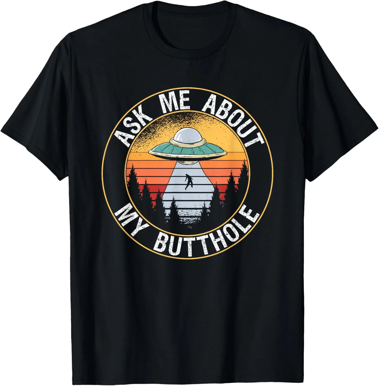 Retro Vintage UFO Desert Abduction Design | Alien Spaceship T-Shirt Mens Clothing Funny Shirt Print on Demand Camiseta Hombre
