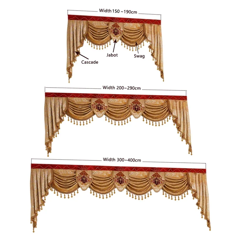 

Luxury European American Custom Valance for Living Room Bedroom Hotel Kitchen Window Decor Curtain Top Can Be Customized Size