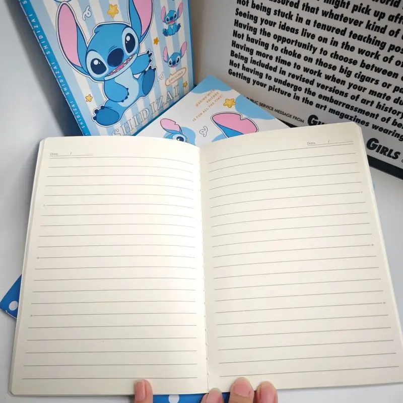 4pcs Cute Cartoon Stitch Car Linebook Student Soft Surface A5 Notebook Notebook Horizontal Notebook Student Stationery Prize