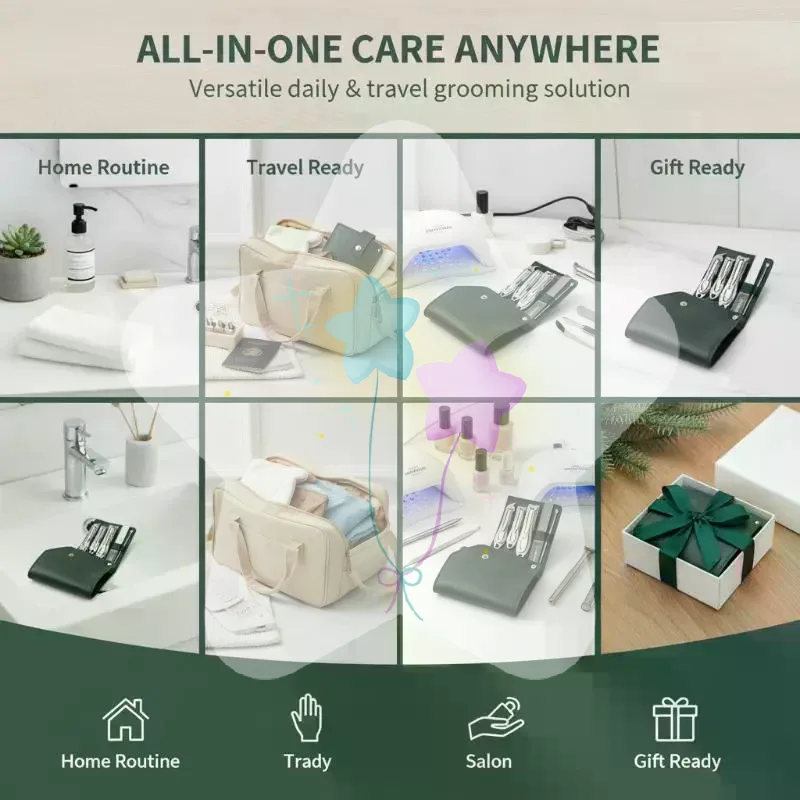 Ensemble de manucure 5 pièces, kit de coupe-ongles pour soins personnels, kit de coupe-ongles, kit de toilettage, cadeau pour proches, amis, famille, voyage