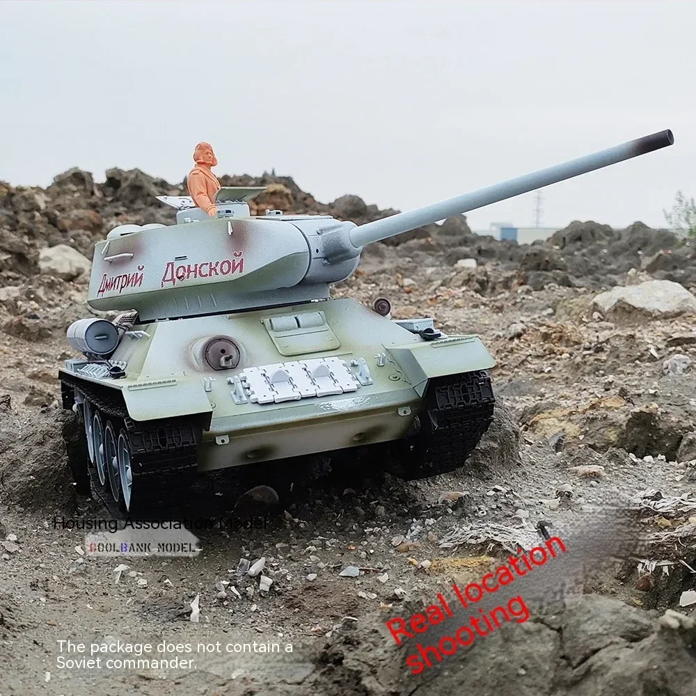 Rc Tank 1:16 Russian T34/85 Painted Snow Version Tank  Competitive Gun Turret Rotating Remote Control Simulation Model Toy