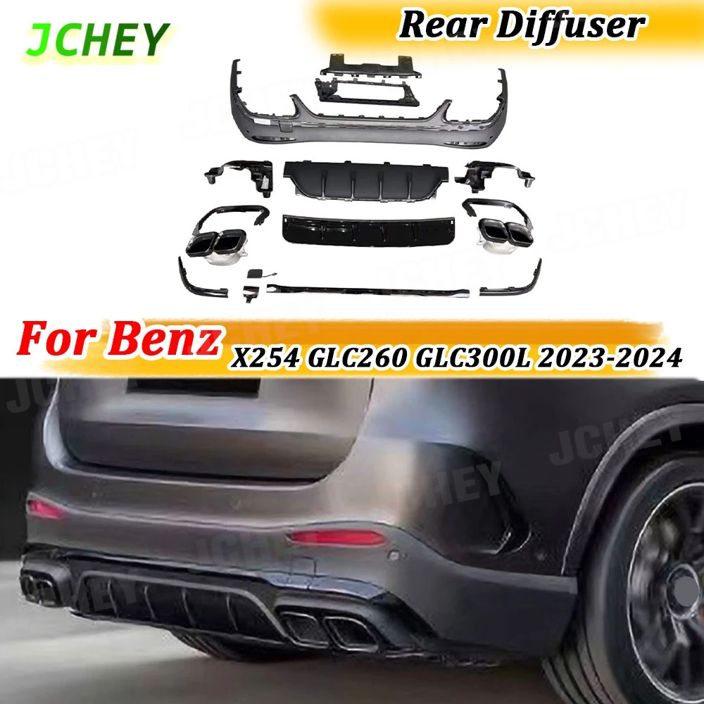 

JCHEY для Benz X254 GLC260 GLC300L SUV GLC63 для AMG 2023-2024 комплекты ABS диффузор заднего бампера с насадками для выхлопных газов автомобильные аксессуары