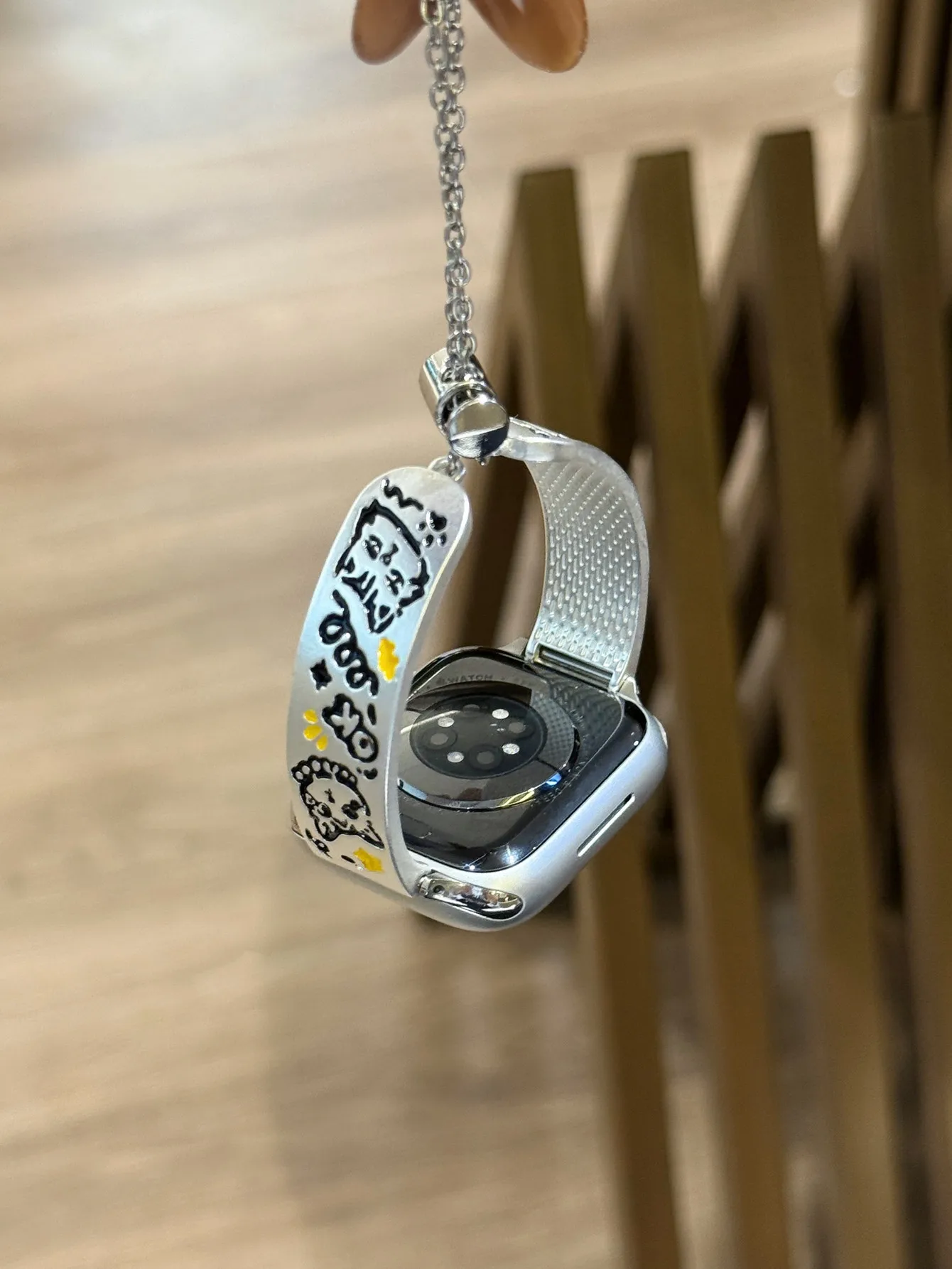 Металлический гибкий браслет с граффити Cat для Apple Watch Band 10S 42/46 мм 49Ultra SE, регулируемый ремешок-цепочка для Iwatch 38/41/45 40/44