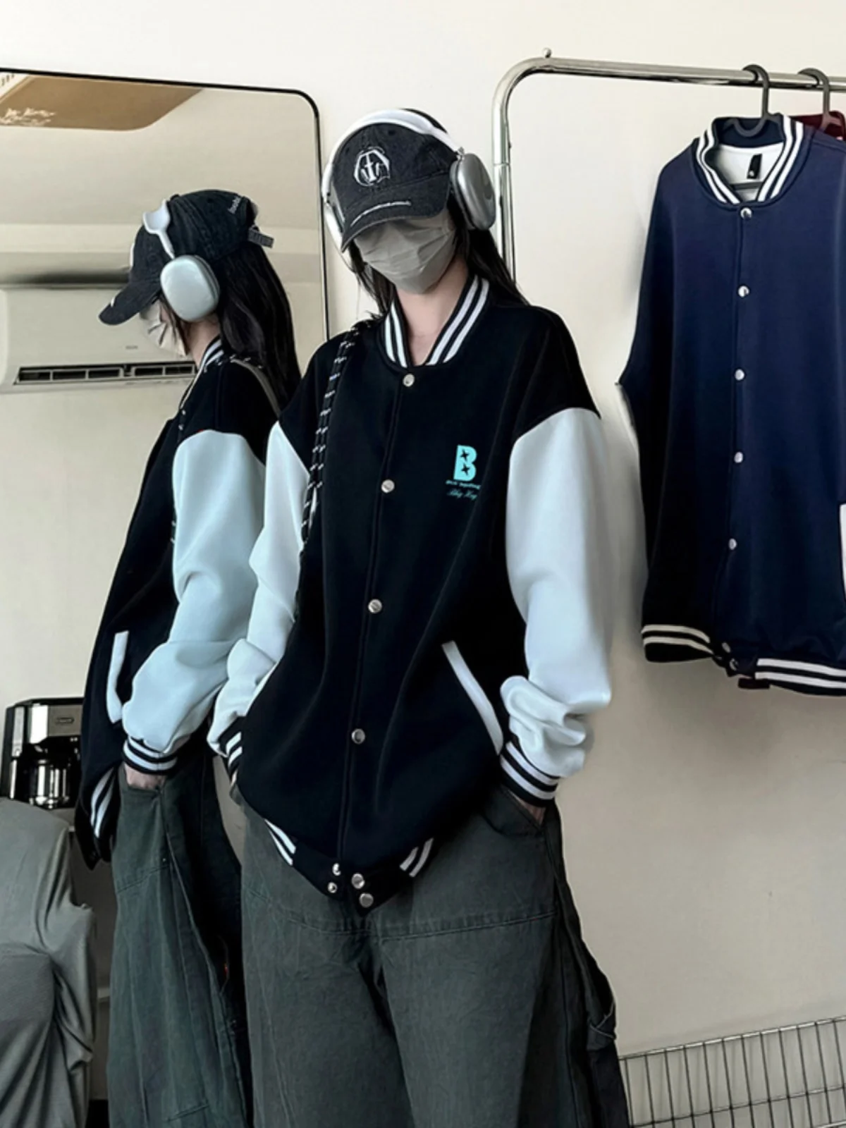 

American Retro Color Blo Baseball Jaet Men's Spring Autumn Casual Outerwear Small Size Super Beautiful Jaet Top