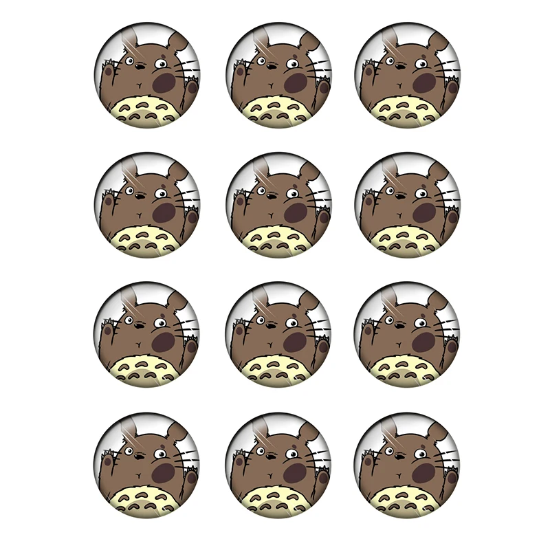 24pcs/lot Cartoon Pattern 10-25mm Round Glass Cabochon Flatback Photo Jewelry Finding Making H199