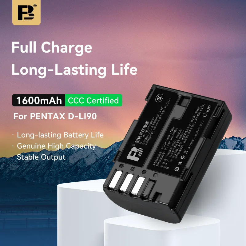 FB D-LI90 Battery 1600mAh Replacement for Pentax 645Z K-1 K-3 K-5 K-7, High Capacity Long-Lasting Camera Battery