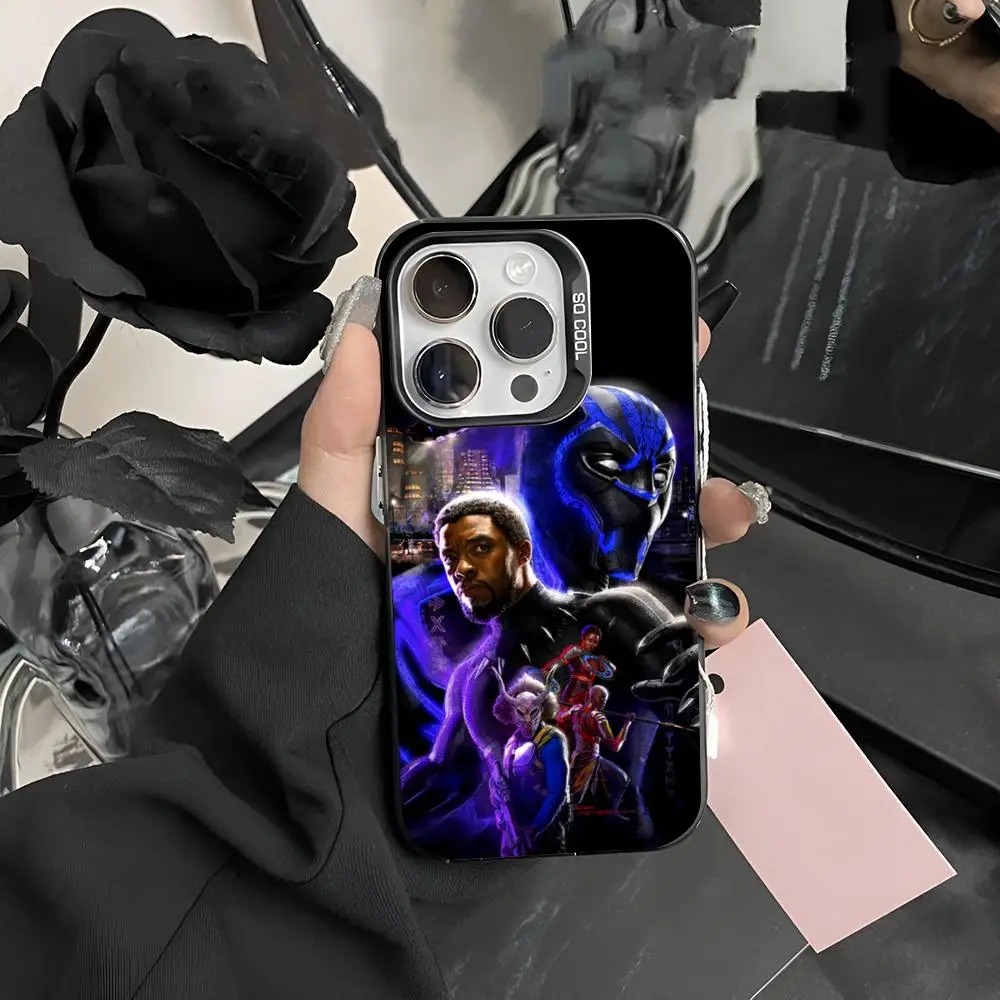 Black Panther Phone Case Matte Colored Silver For Samsung S24 Ultra S23 Fe S21 S22 Plus Note 20 9 Hard Cover