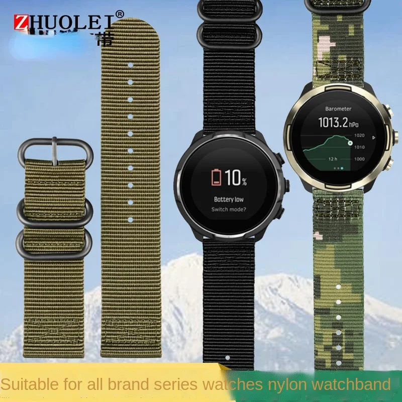 Nylon watchband ultra thin soft breathable Large size strap 22mm 23 24mm 26mm Army green blue camouflage Bracelet Men wristband