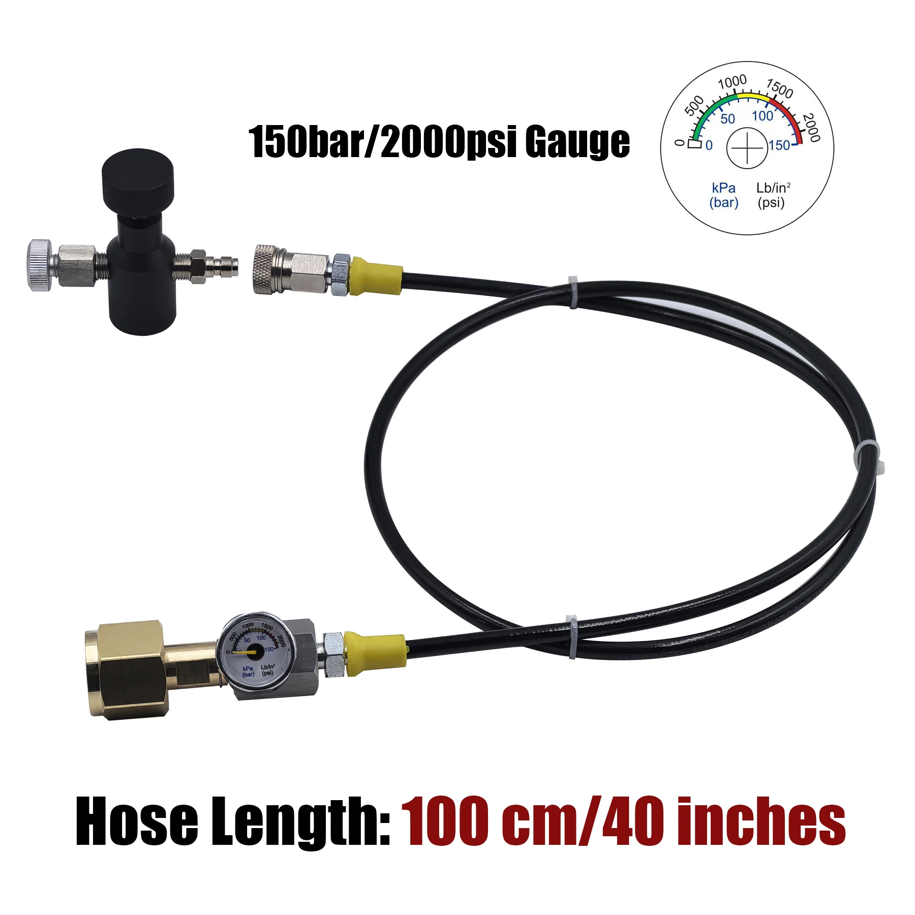 Sparkling Water Maker Blue Cylinder CO2 Refill Fill Station Adapter with Hose Gauge Kit, Soda Machine CO2 Bottle Charging Valve