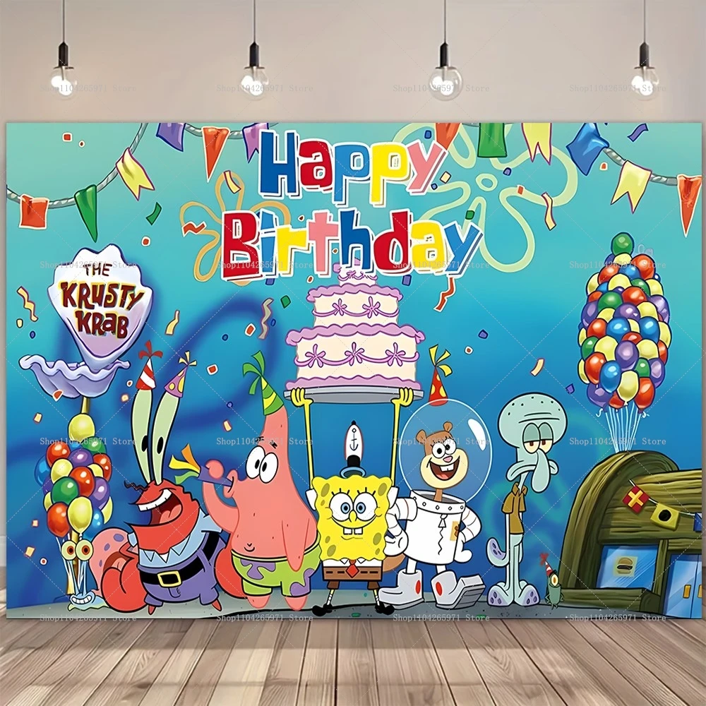 SpongeBob Party Backdrop Banne - đánh giá và giá Photography Sport