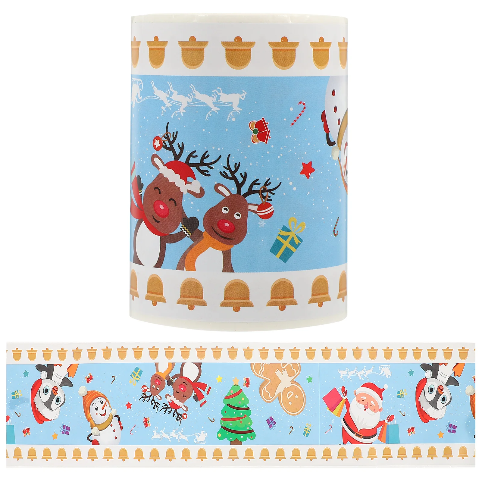 1 rouleau d'autocollants muraux pour salle de classe, papier de bordure décoratif résistant à l'usure, garniture de bordure de dessin animé de noël, tableau d'affichage résistant à l'usure