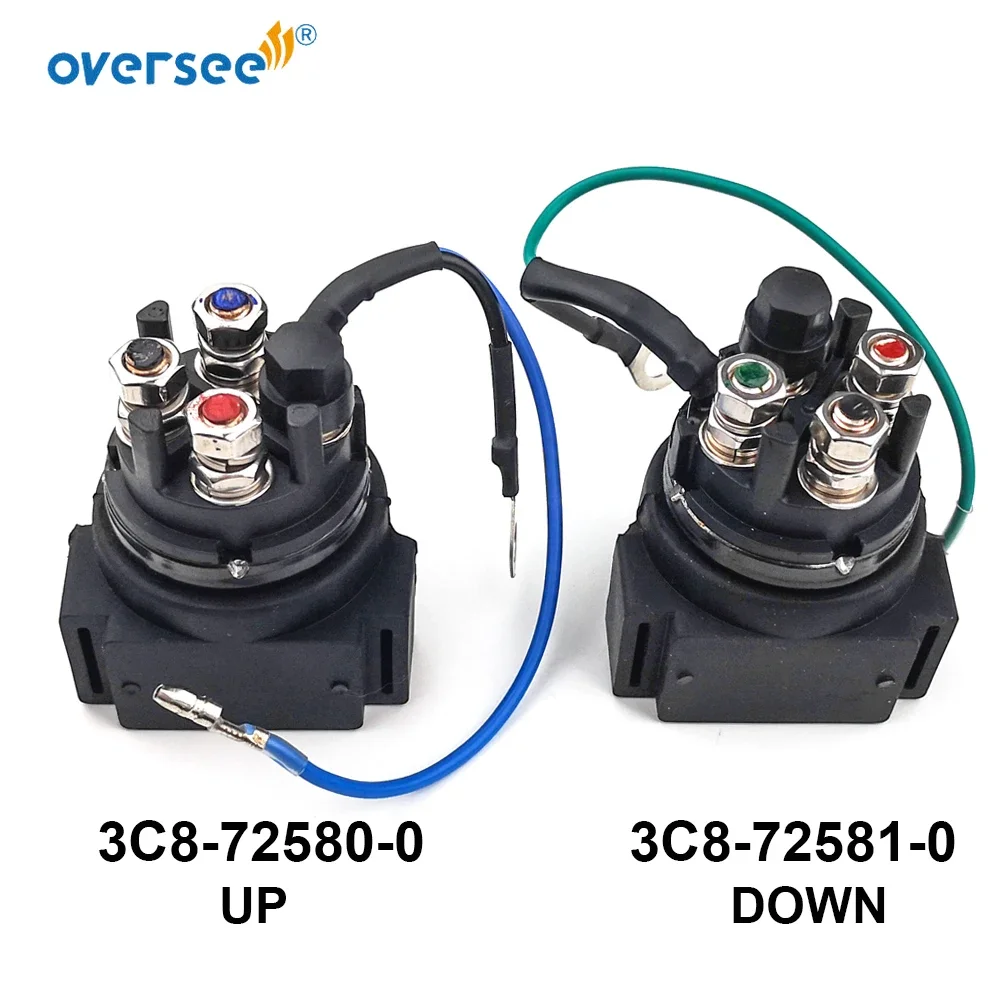 

3C8-72581, 3C8-72580 Solenoid Relay Switch Assy UP&DOWN PTT for Tohatsu Nissan Mercury Quicksilver Outboard 2/4-stroke