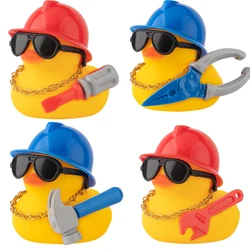 Car Dashboard Decorations Rubber Ducks, Construction Builder Rubber Ducky for Car Ornament Cute Duck with Tool, Hard Hat, Glasse