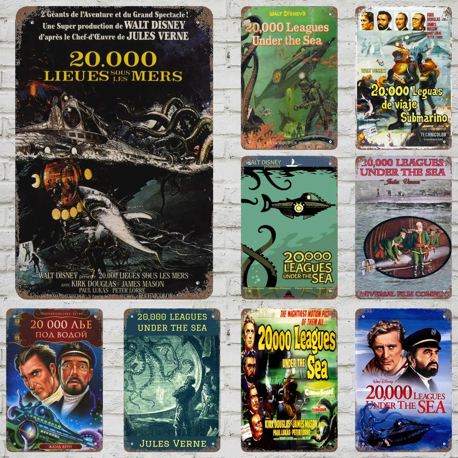 

MINISO 20000 Leagues Under the Sea Decor Poster Vintage Tin Sign Metal Sign Decorative Plaque for Pub Bar Cave Wall Decoration