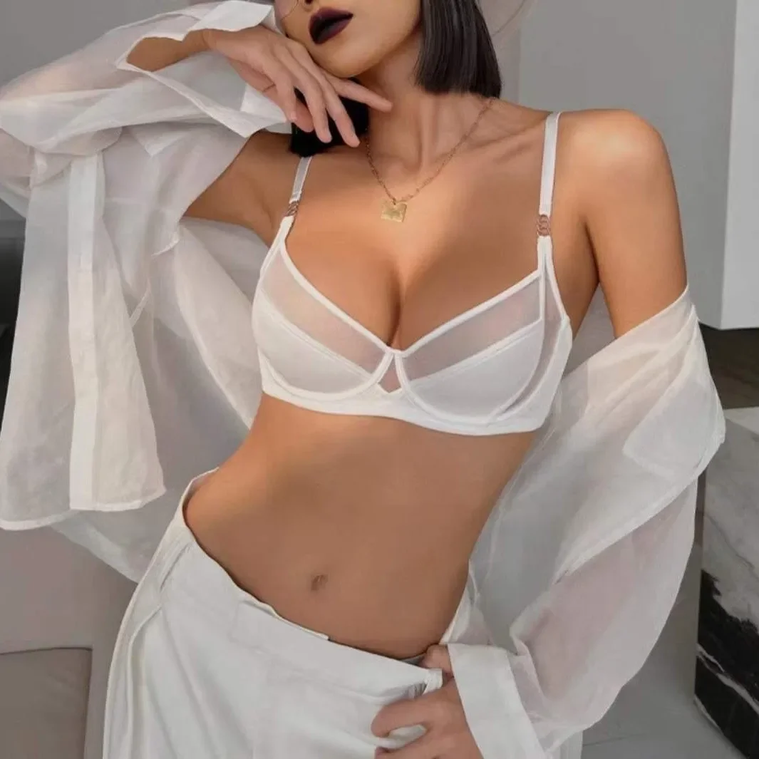 Women Sexy Push Up Bra Set Thin Lingerie Set Elegant See Through Bra and Panty Set Girl Underwear chic