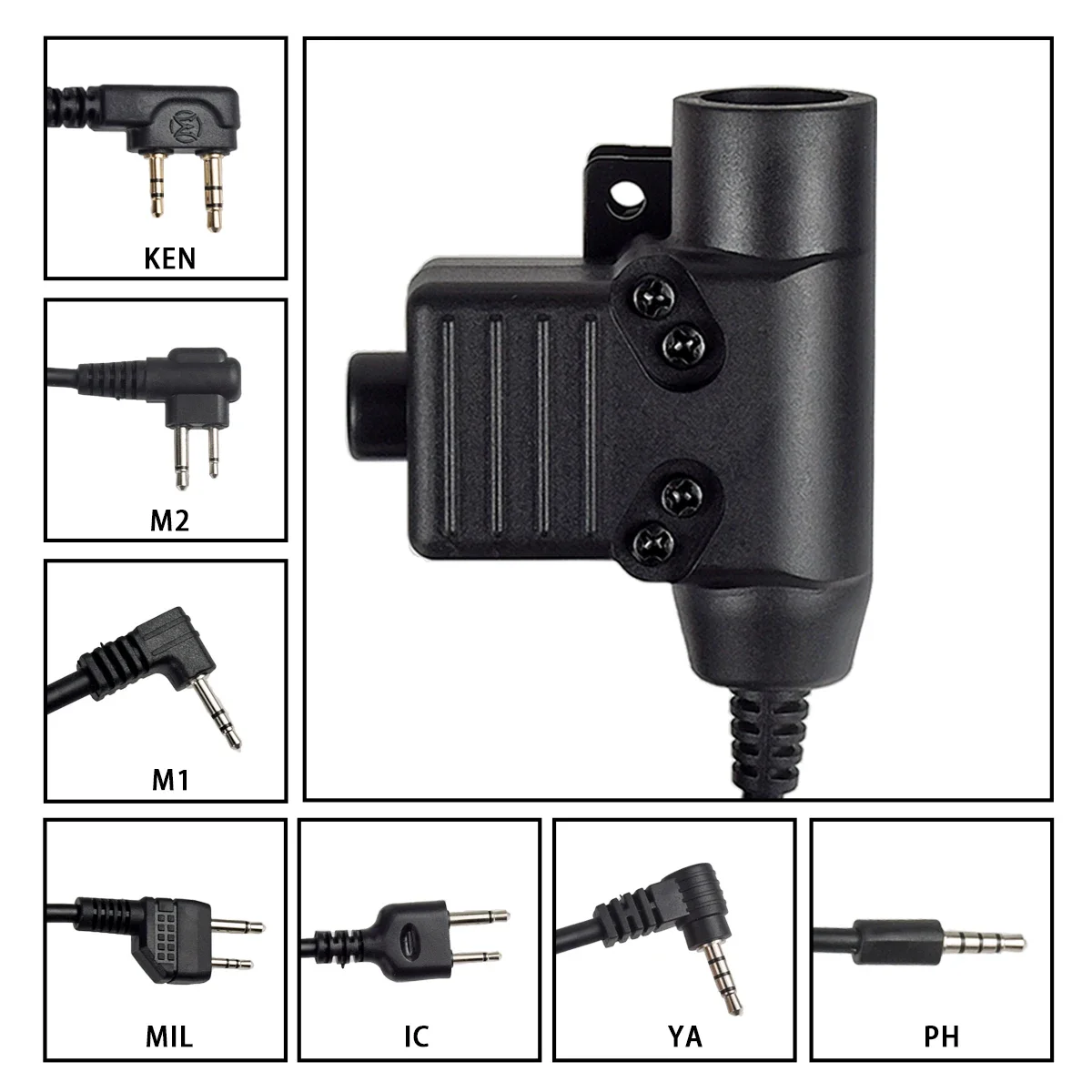 Tactical U94 PTT Cable Plug Headset Adapter for Walkie Talkie TYT F8 Baofeng UV-5R Radio Motorola Kenwood Outdoor Shooting