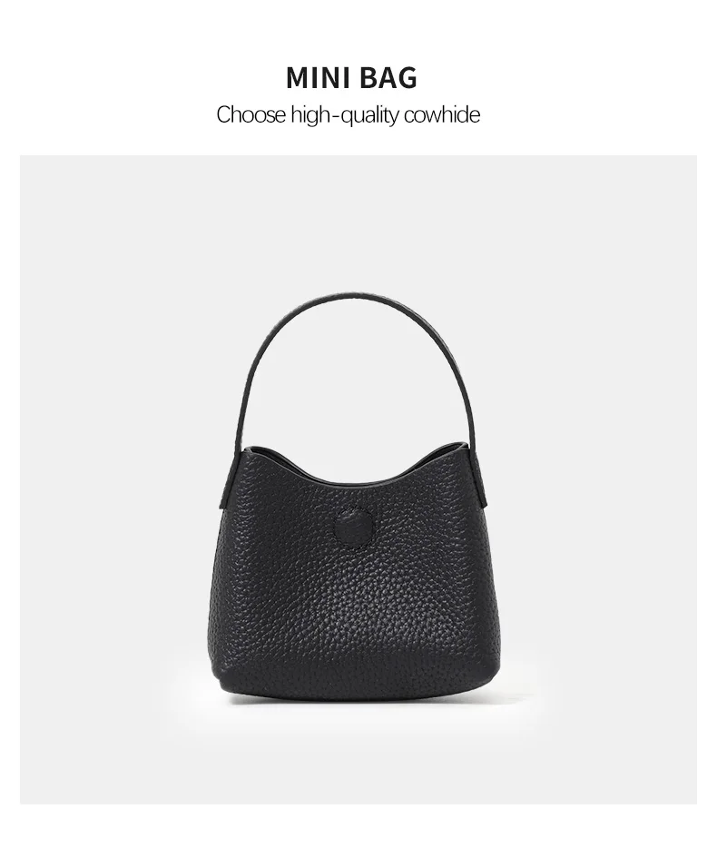Hobo-Tasche aus genarbtem Rindsleder für Damen mit zwei Trageriemen, weichem Rindsleder und Einzel-Schulterriemen für den täglichen Freizeitgebrauch. – Detail 5