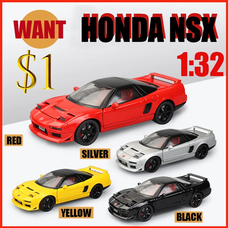 New Style 1:32 Honda NSX Sports Coulple Alloy Premium Model Car Sound Light Hot Wheels Fast Furious Kids Toy Birthday Gift Colle