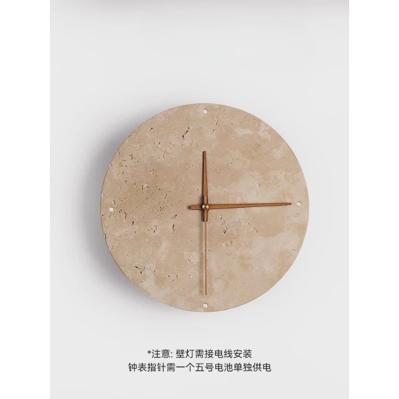 Creative clock, living room, wall lamp, yellow cave stone bedroom, background wall, staircase, entrance,