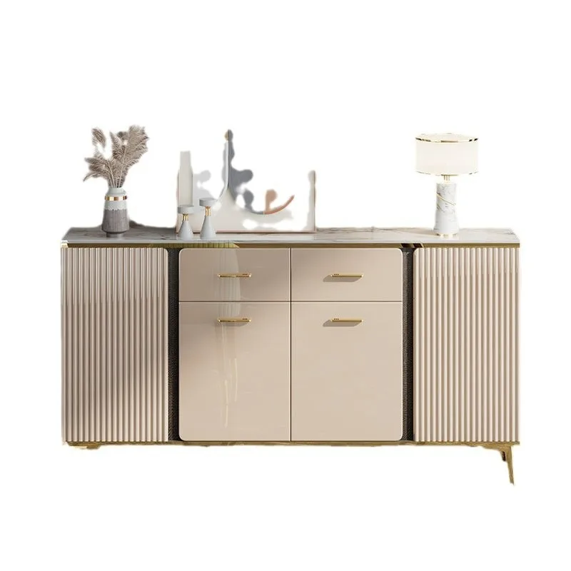 

Light luxury rock glass high-end dining side cabinet, living room against the wall integrated locker, modern simple tea cabinet