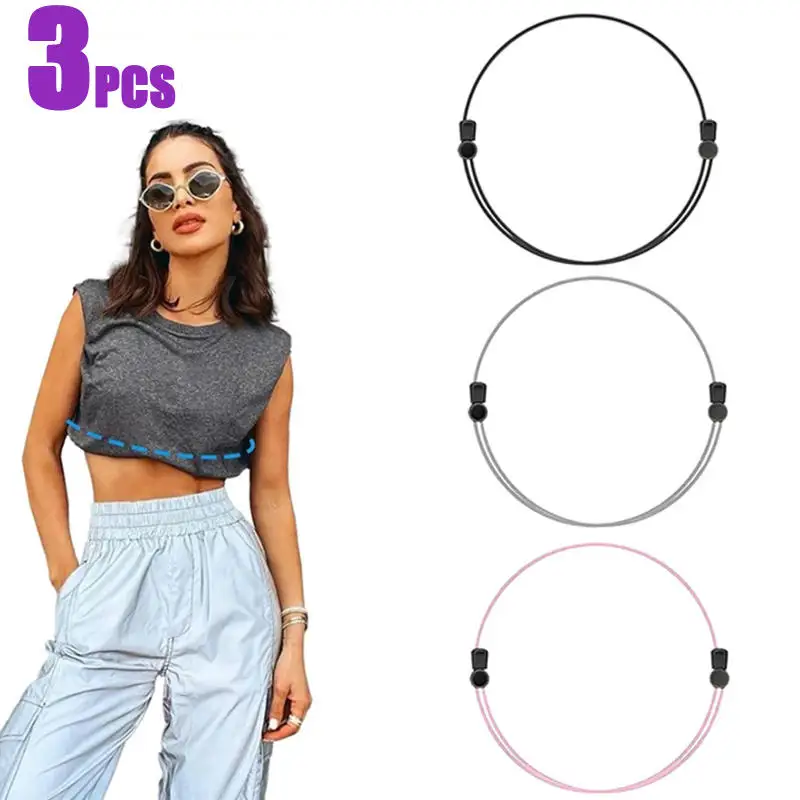 3/5Pcs Woman Invisible Elastic Shirt Tuck Belt Adjustable Drawstring Waistband Slimming Waist Fixing Band Clothing Accessory