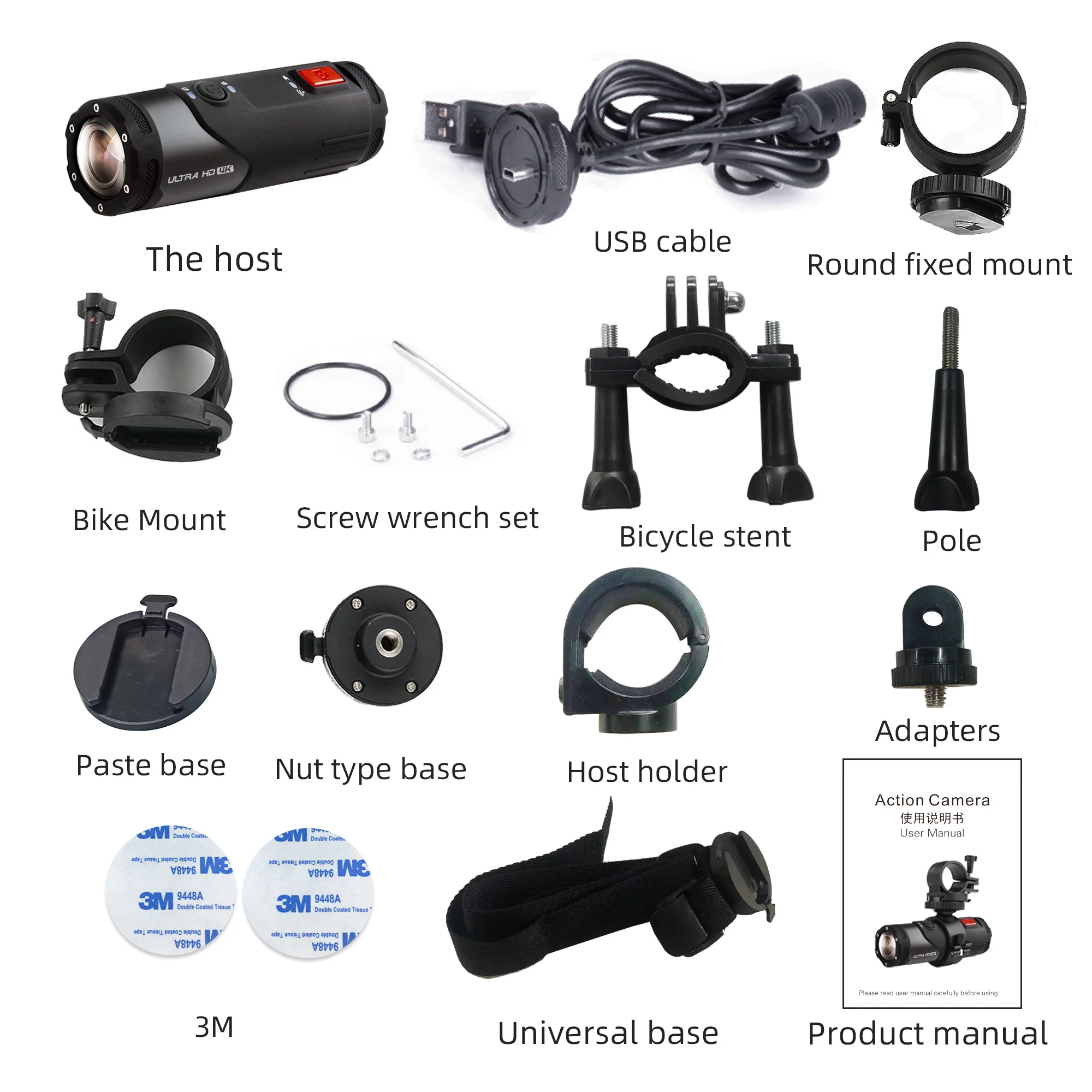 5V/1A 1000Mah Wifi Head 4K Mounted Hd Waterproof Anti-Shake Action Camera Motorcycle Riding Action Camera Cycling Accessories