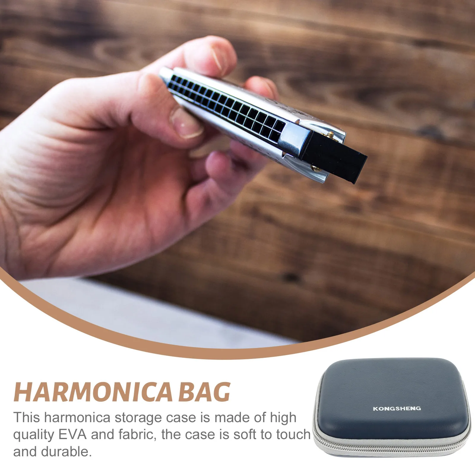 Harmonica Case Shockproof 10- Hole Harmonica Bag Harmonica Accessory Case Black Container Organiser Protective Accessory