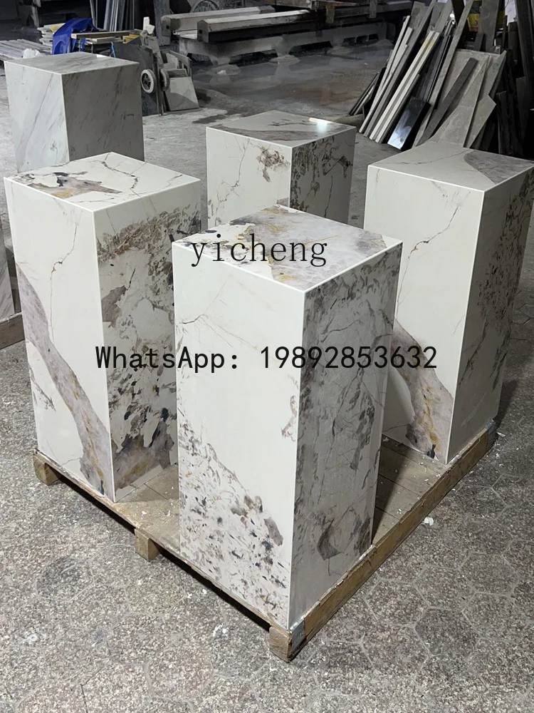 Sculpture Table Simple Modern Living Room Entrance TV Cabinet Ornament Marble Flower Pot Base
