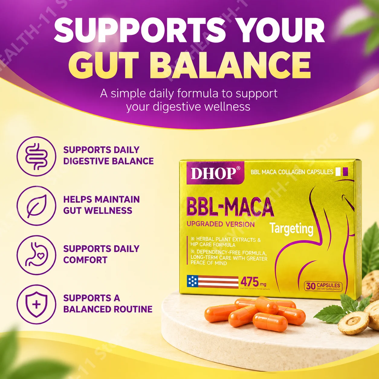 DHOP BBL-MACA Plump Buttocks Capsules with Pueraria Mirifica Extract Fenugreek Extract Maca Extract and Vitamin E 30Capsules