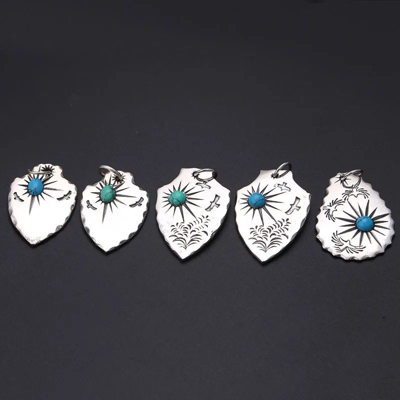 

Trendy jewelry Japanese style S925 sterling silver fashionable eagle series Thai silver men and women's turquoise small eagle sh