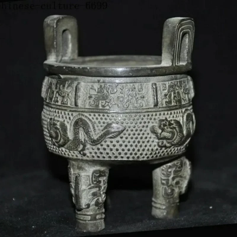 

Old Chinese Bronze Censer Zodiac Animal Loong Dragon Statue Incense Burner