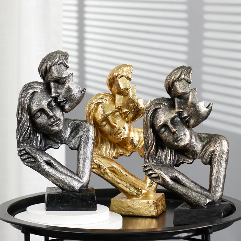 

European-style Silence Is A Gold Abstract Face Mask Resin Ornaments Light Luxury Home Improvement Soft Desk Craft Decorations.