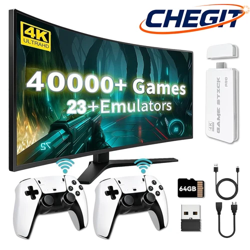 M15 incorporado 3/40000+ juegos Retro 4K TV Game Stick consola de 64GB con Gamepads inalámbricos, admite más de 23 simuladores para juegos de TV HD