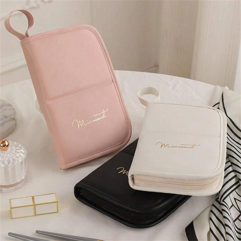 Sac de rangement pliable à plusieurs trous pour pinceaux de maquillage, trousse de rangement pour pinceaux cosmétiques pour femmes, trousse de maquillage portable étanche